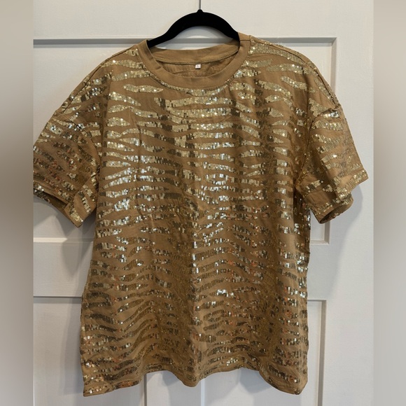 Tiger striped gold sequin top - Picture 1 of 3